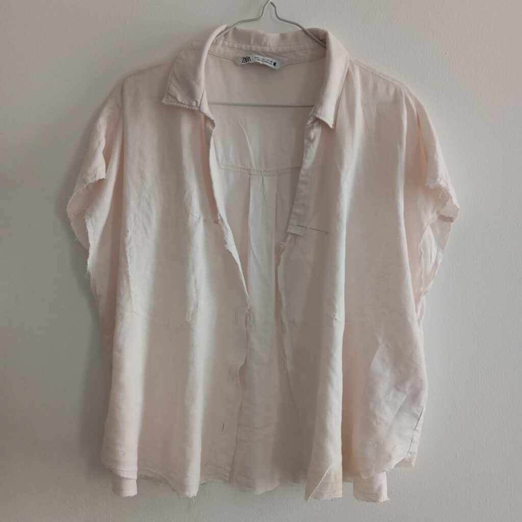 upcycle linen shirt-removing front placket